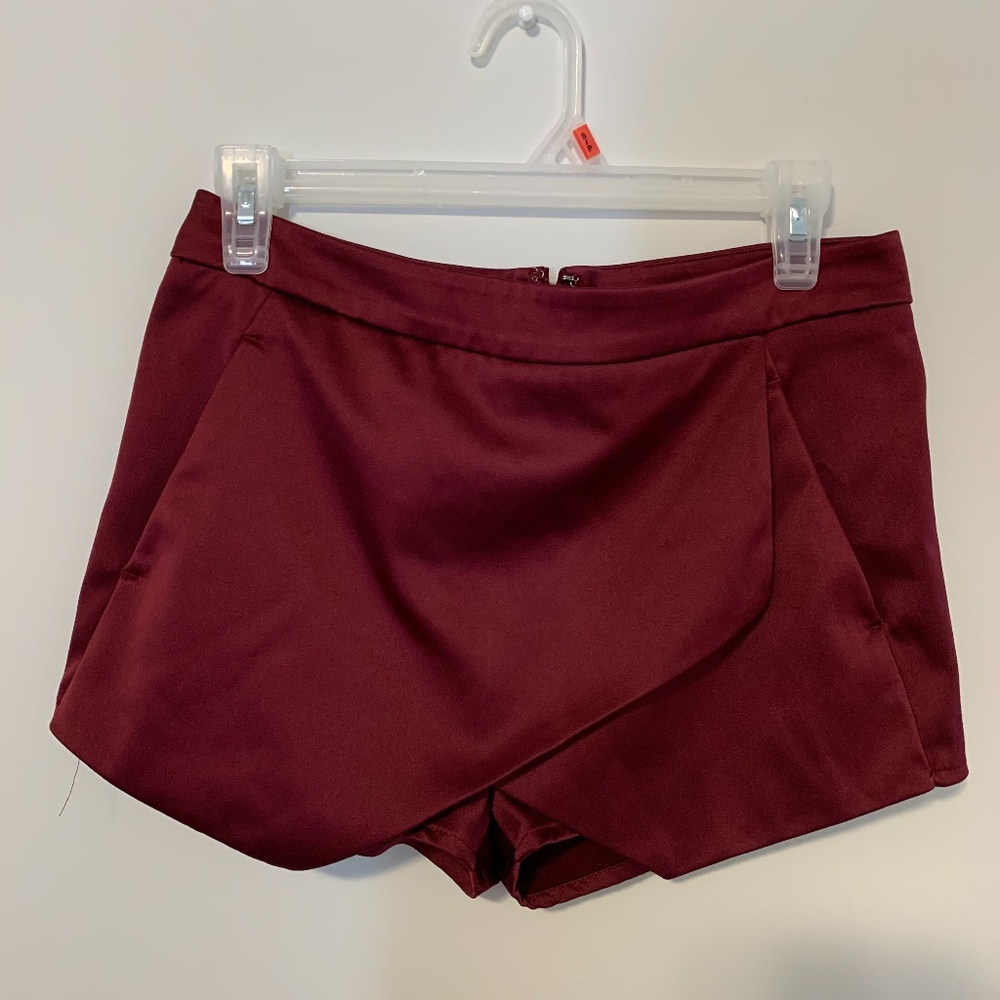 Maroon Silk Skort - Express - Size Small (2)